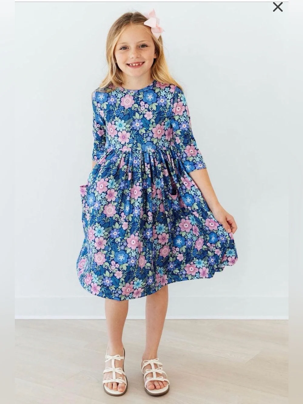 Mila and Rose WHIMSY 3/4 SLEEVE POCKET TWIRL DRESS NWOT